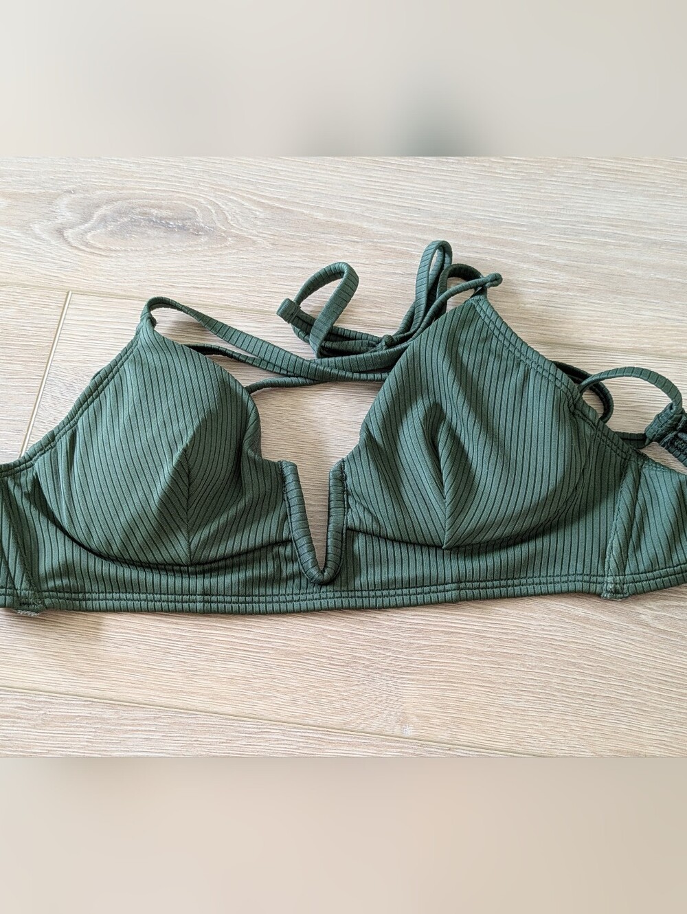 Shade & Shore Olive Green V-Notch Molded Bikini Top